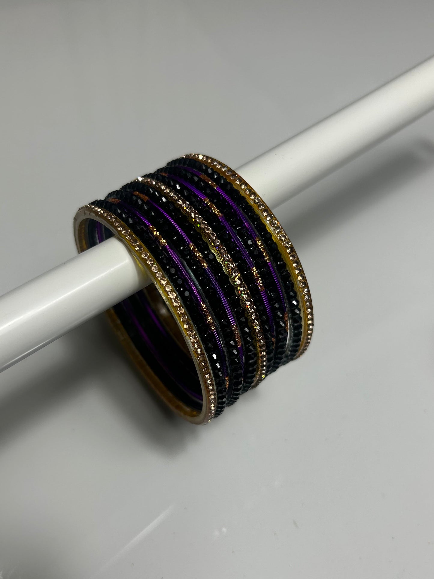 2.10 Black Cherry/Blackberry/BlackGold Glass Bangles