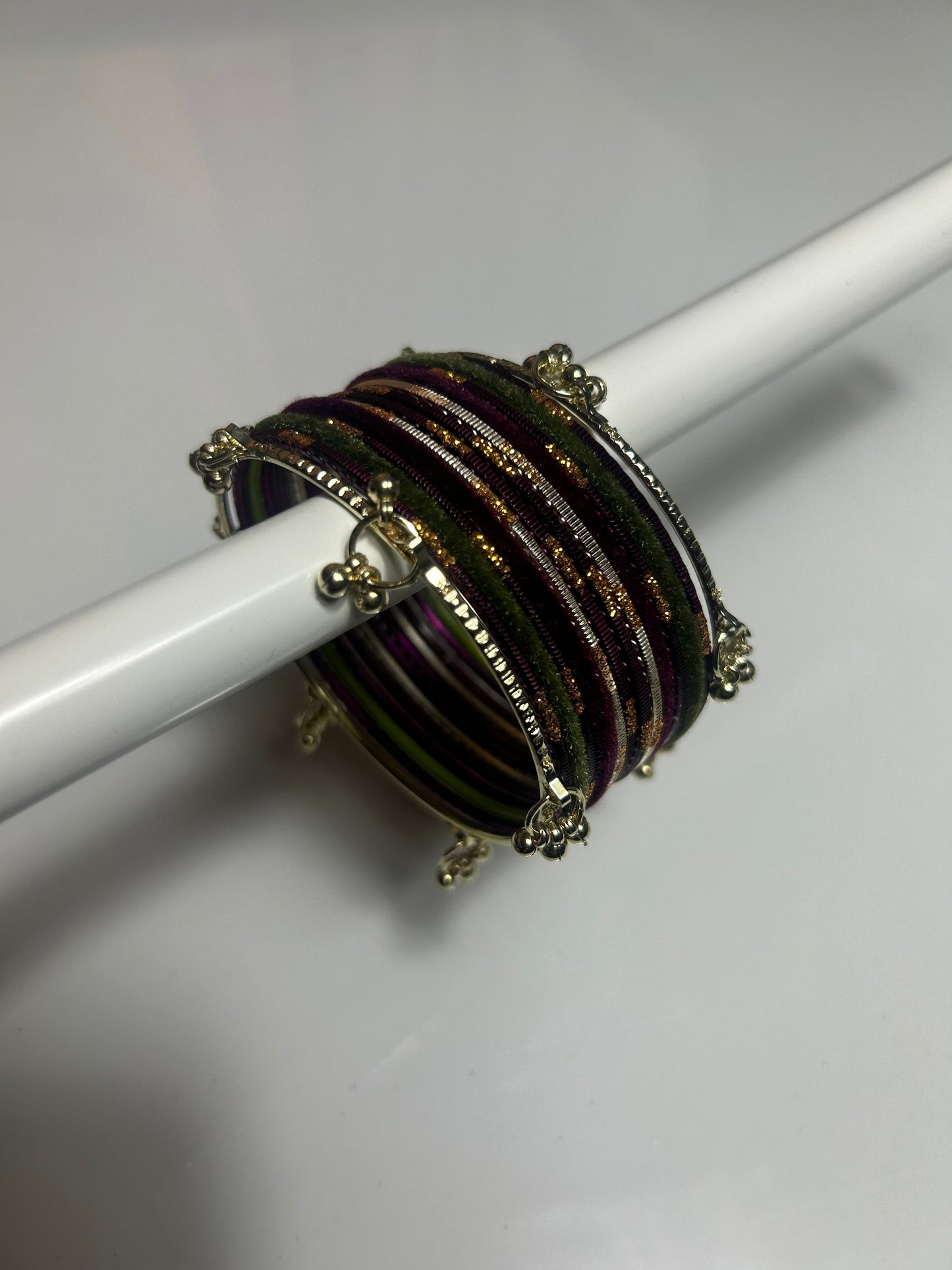 2.10 Kashmiri Metal Velvet Bangles - Various colours Available