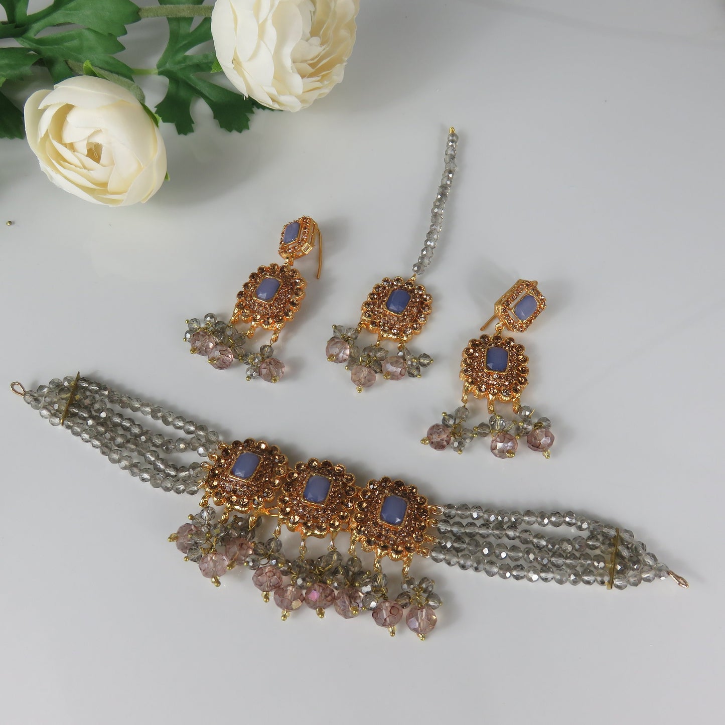 Square Choker Necklace Set