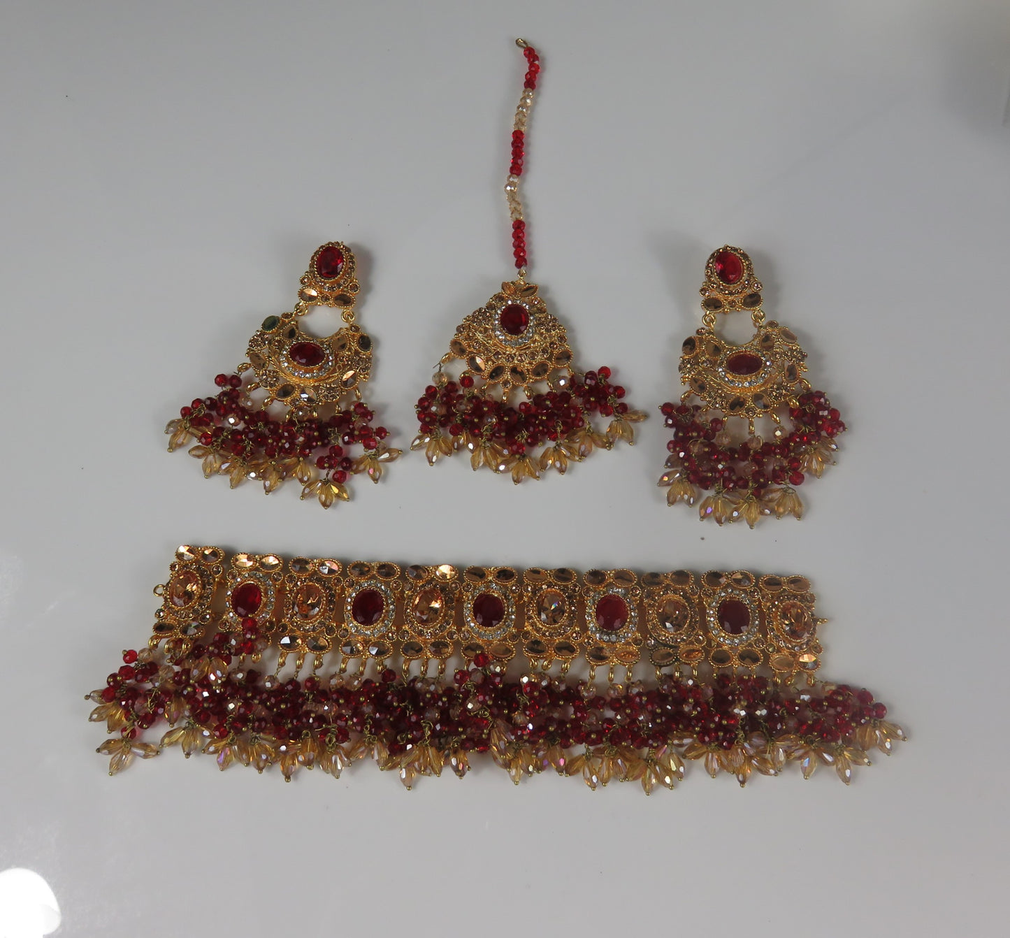 Crystal Droplets Choker Necklace Set