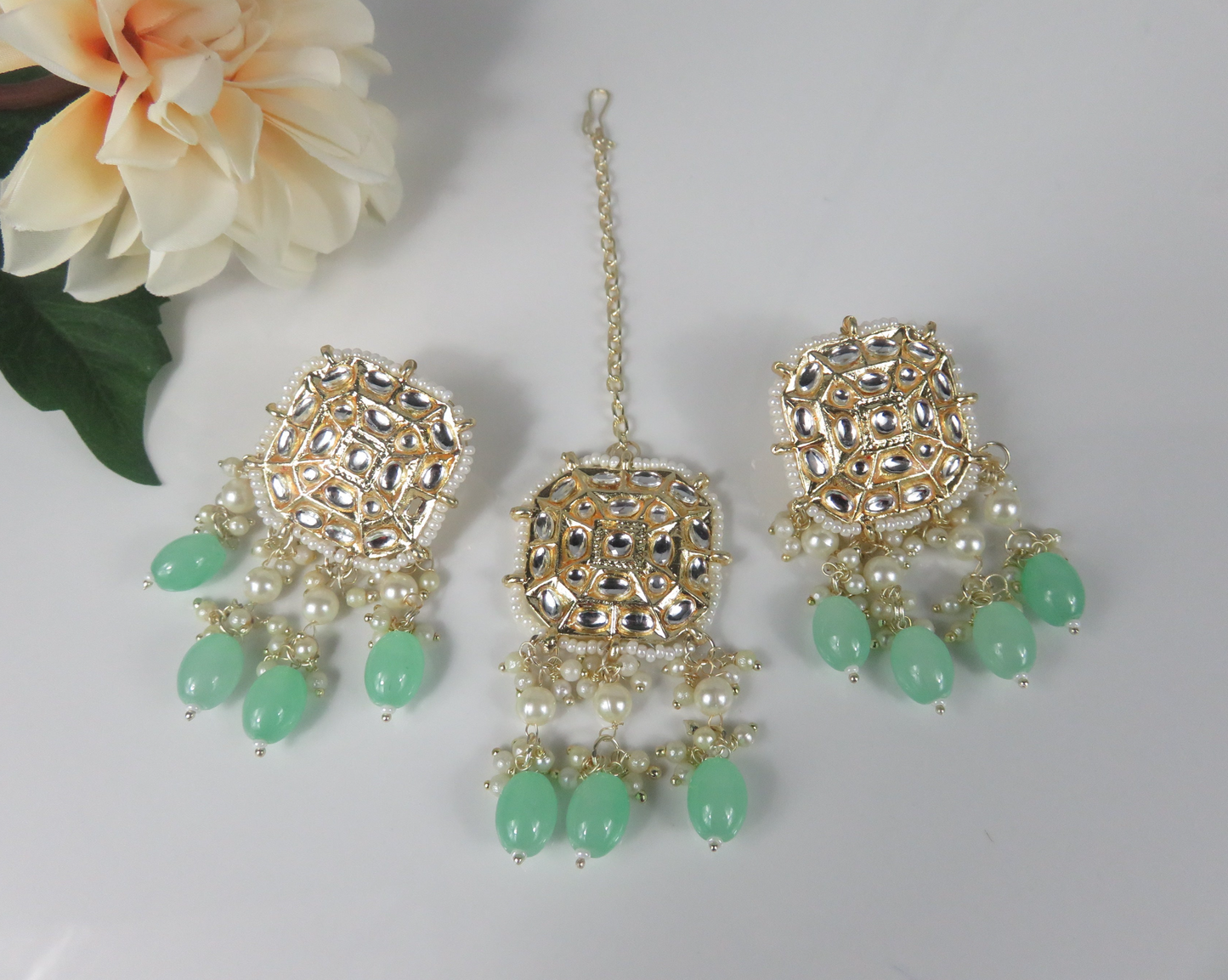 18k Gold Plated Mint Tikka Earring