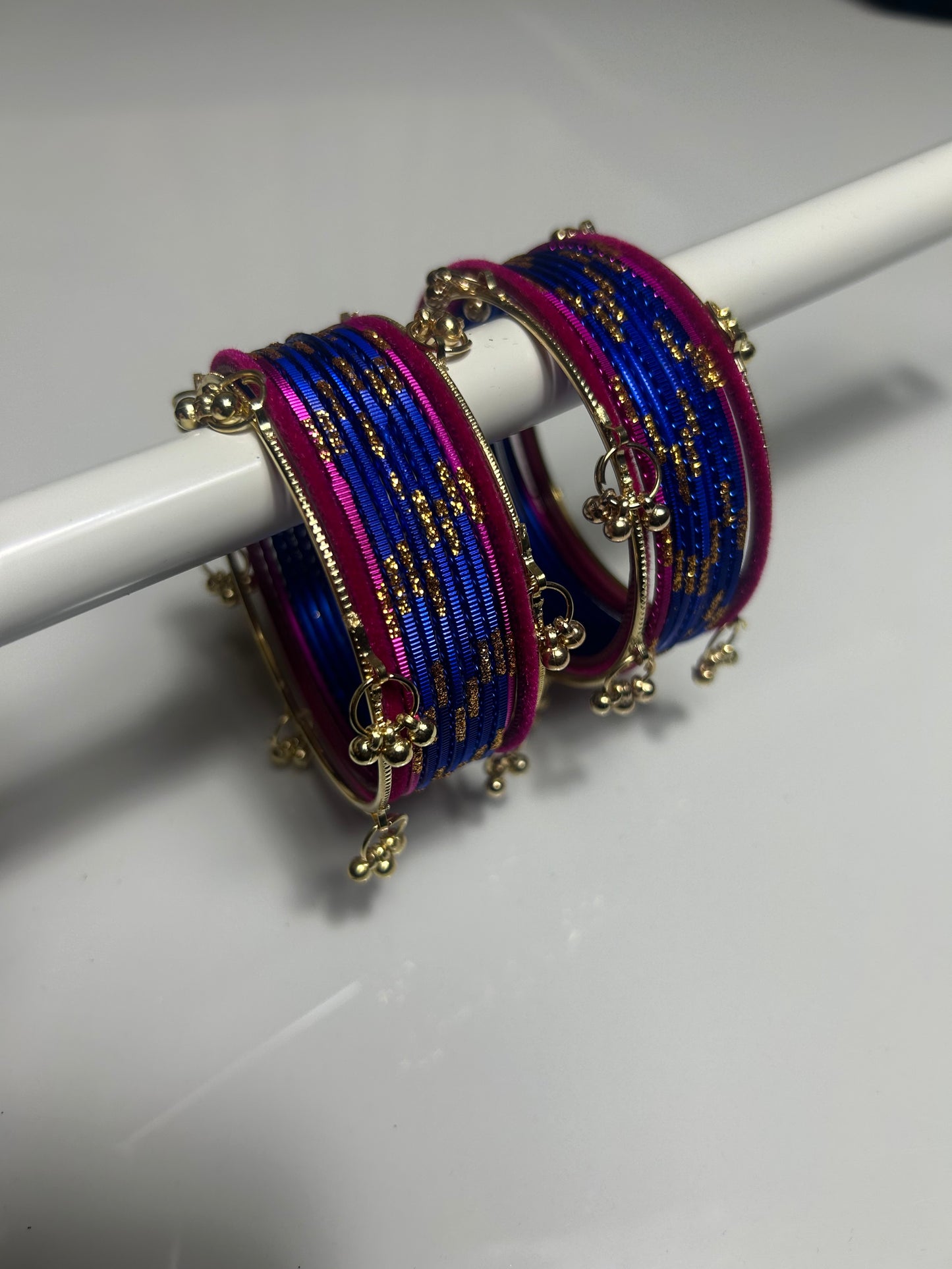 2.10 Kashmiri Metal Velvet Bangles - Various colours Available