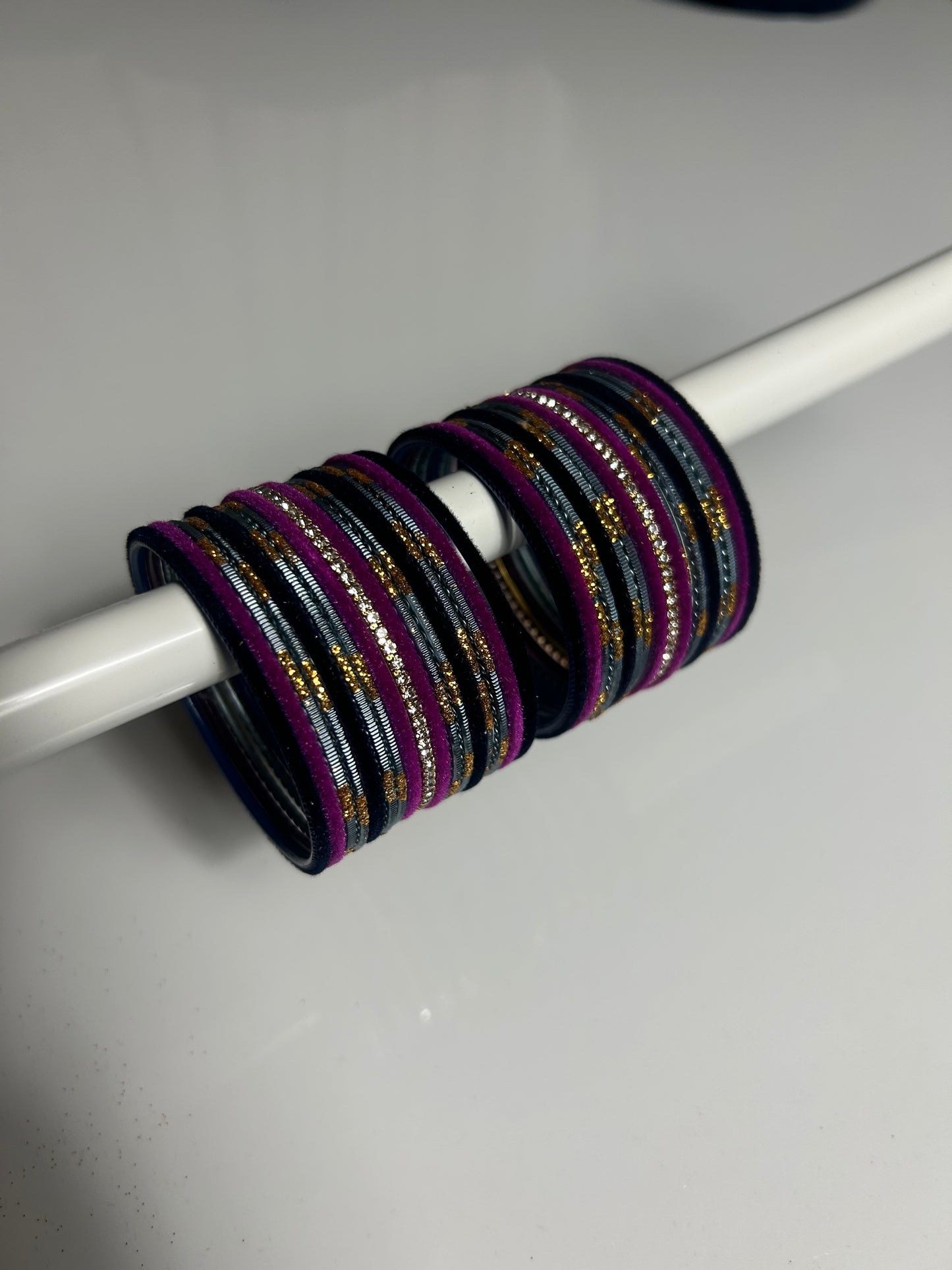 2.4 Diamonte Velvet Bangles