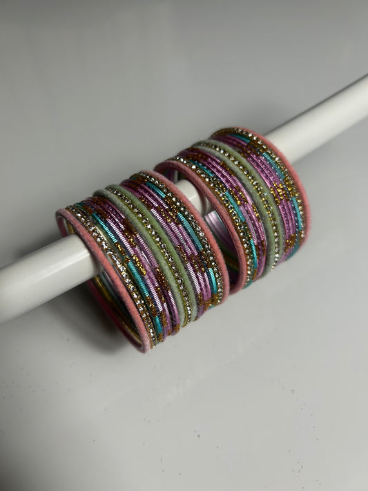 2.4 Diamonte Velvet Bangles
