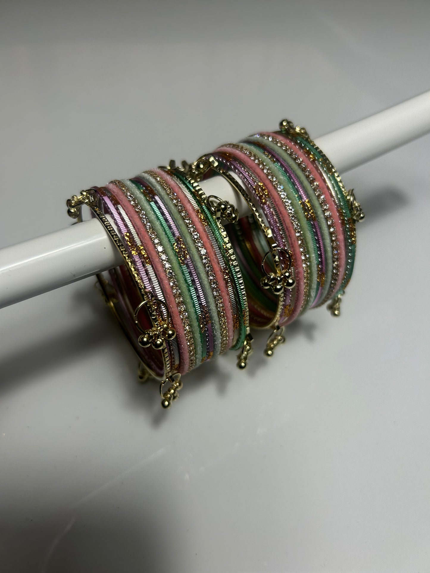 2.10 Kashmiri Metal Velvet Bangles - Various colours Available