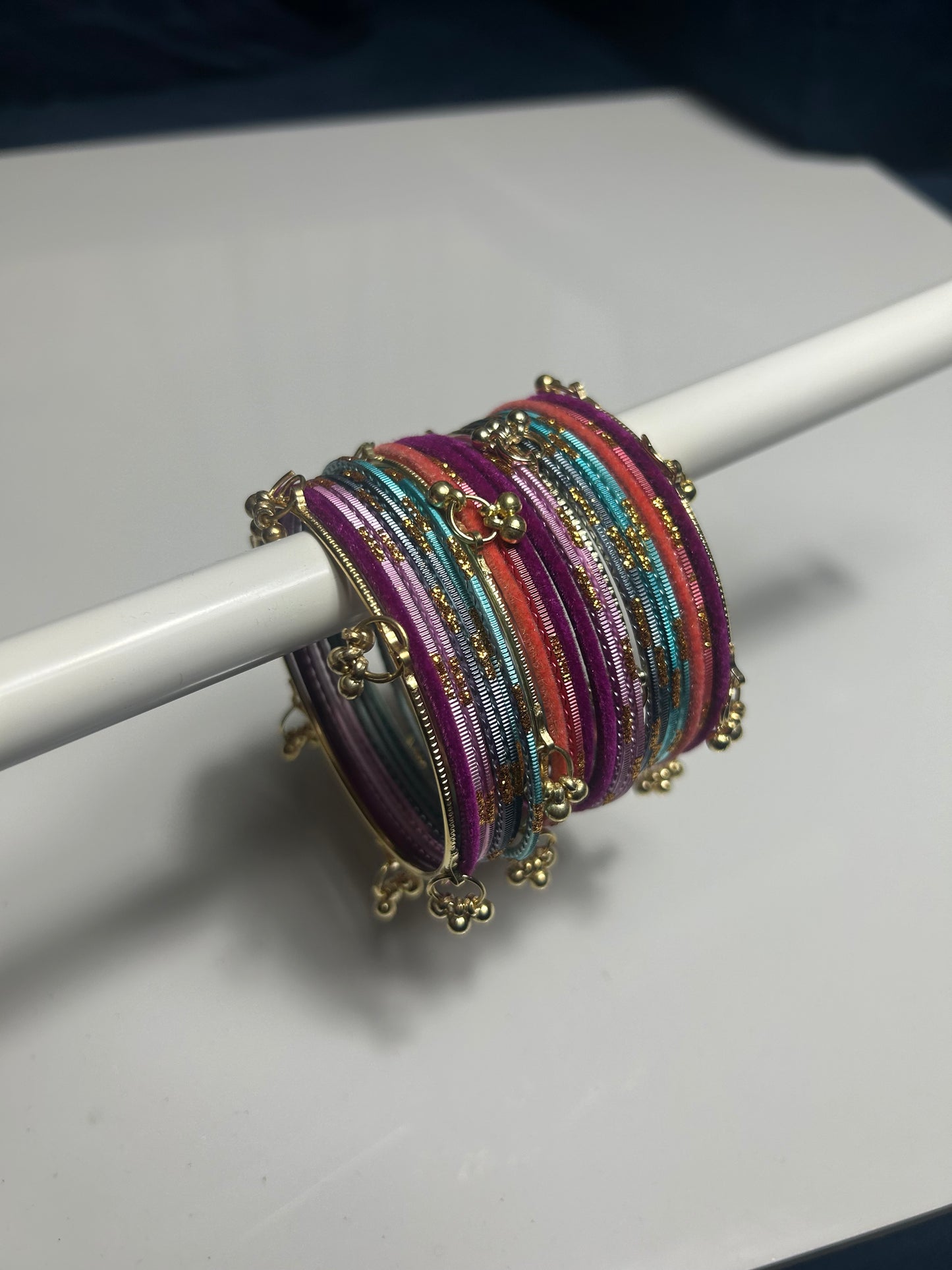 2.10 Kashmiri Metal Velvet Bangles - Various colours Available