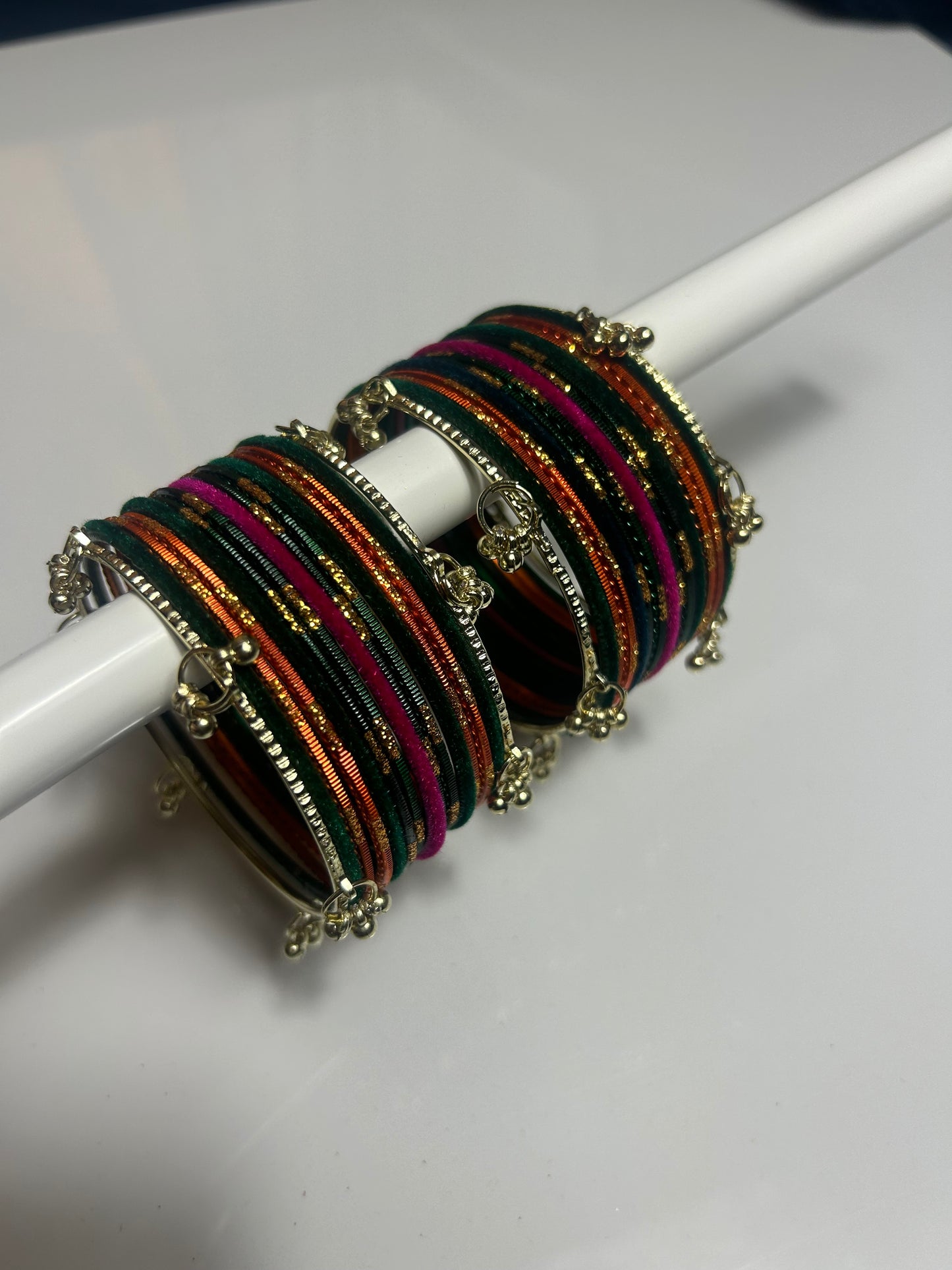 2.10 Kashmiri Metal Velvet Bangles - Various colours Available