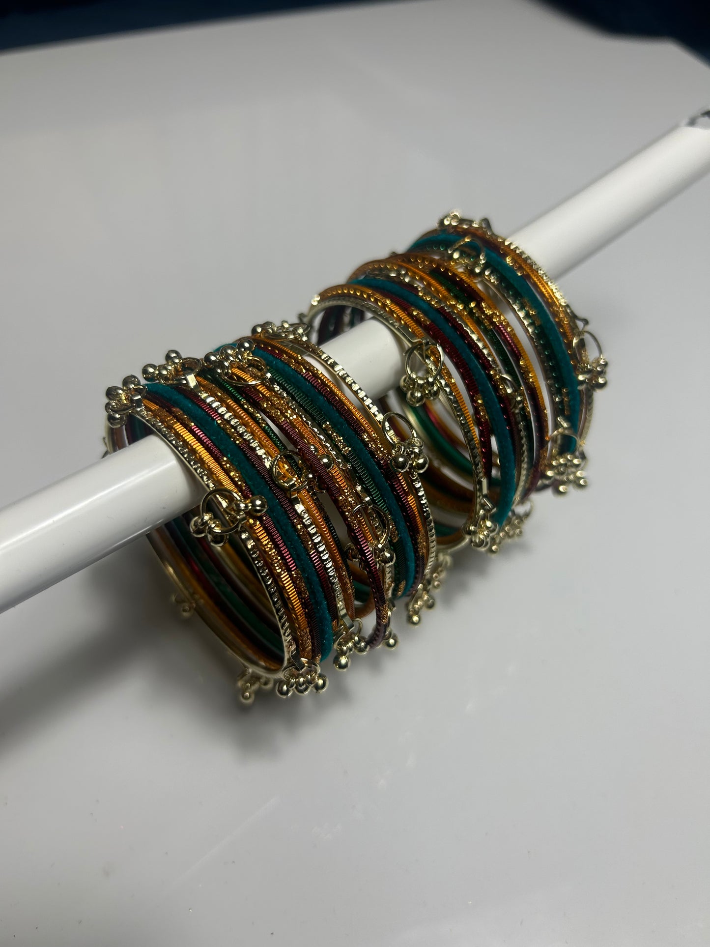 2.10 Kashmiri Metal Velvet Bangles - Various colours Available