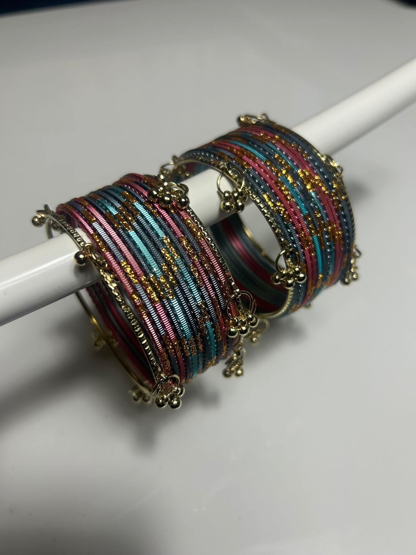 2.10 Kashmiri Metal Velvet Bangles - Various colours Available