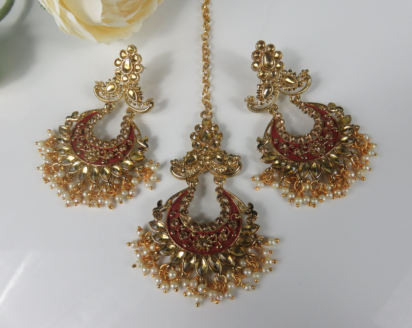 22k Gold plated Traditional Earring Tikka Set