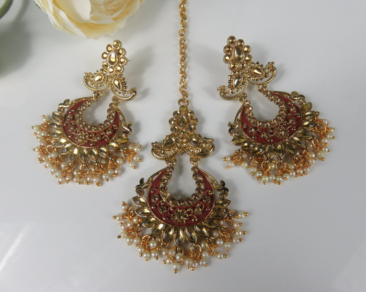 22k Gold plated Traditional Earring Tikka Set