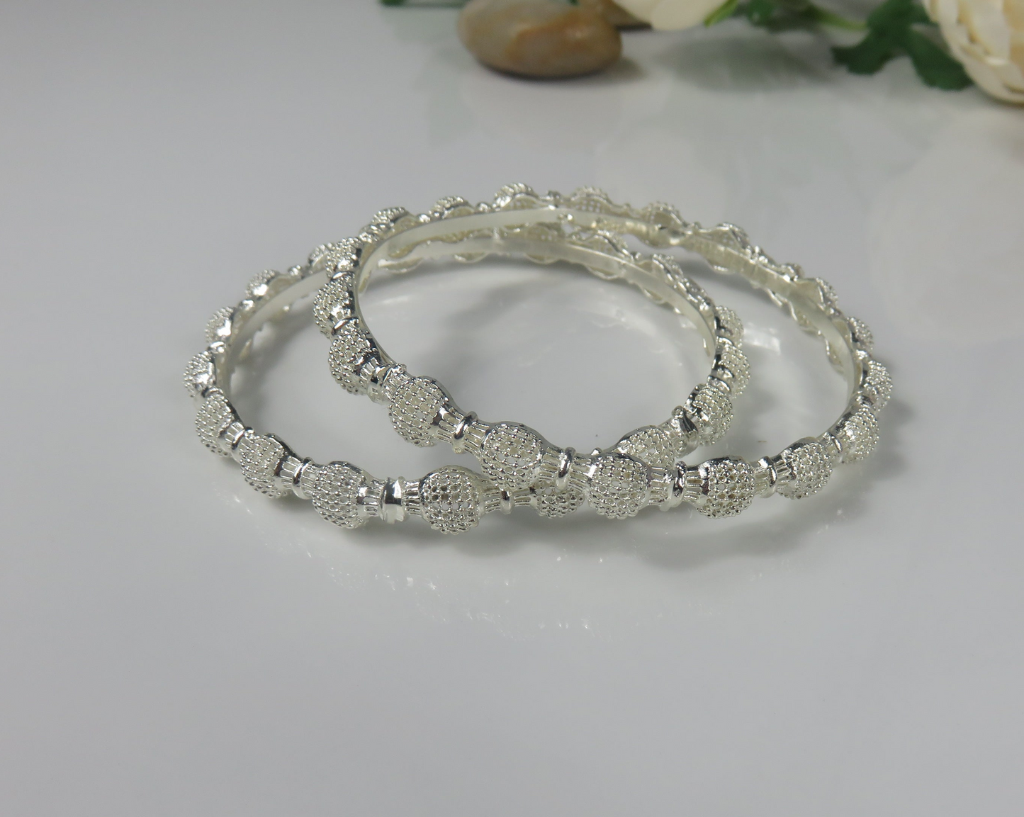 Silver Bangles x6
