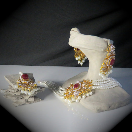 Gold Premium Choker Pearl Necklace