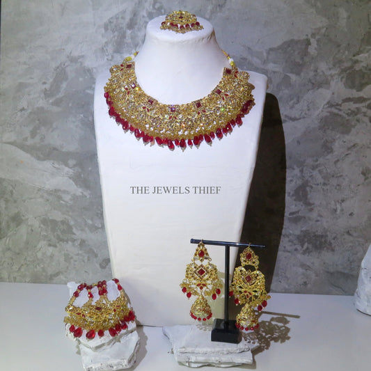 Maroon and gold bridal set