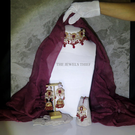 Square Stone Choker Set - Colours